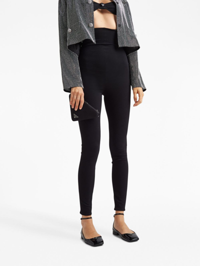 Shop Prada Jersey Slim-fit Trousers In Schwarz