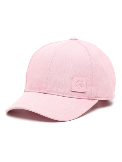 Shop Mulberry Logo-patch Cotton Cap In Pink