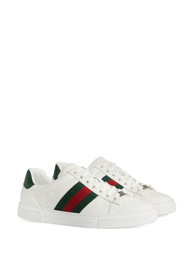 Shop Gucci Ace Leather Sneakers In Weiss