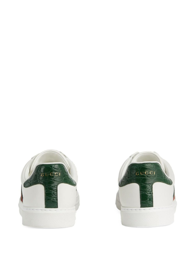 Shop Gucci Ace Leather Sneakers In Weiss