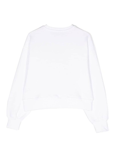 Shop Pinko Crystal-embellished Logo Sweatshirt In Weiss