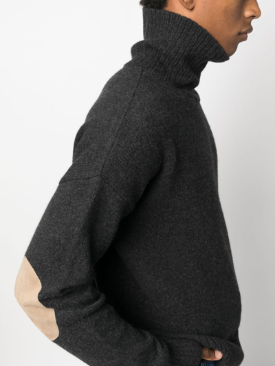 Shop Ami Alexandre Mattiussi Elbow-patches Roll-neck Jumper In Grau