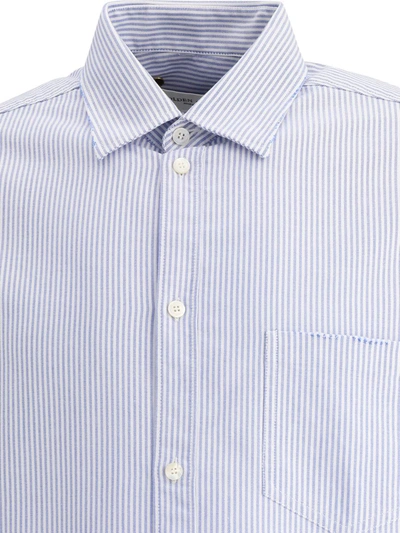 Shop Golden Goose "alvise" Striped Shirt In Light Blue
