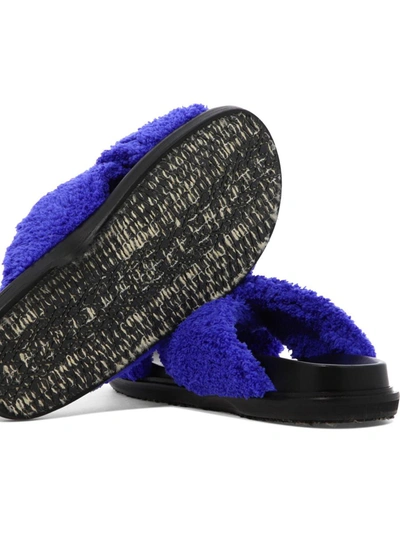 Shop Marni "fussbett" Terry Slide Sandals In Blue