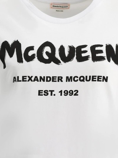 Shop Alexander Mcqueen "graffiti" T-shirt In White