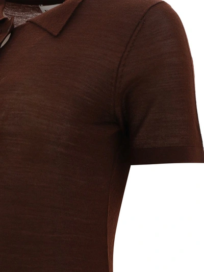 Shop Nanushka "hatti" Knitted Polo Shirt In Brown