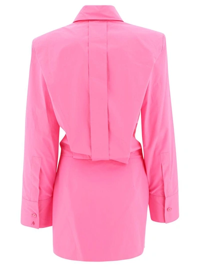 Shop Attico The  "margot" Shirt Dress In Pink
