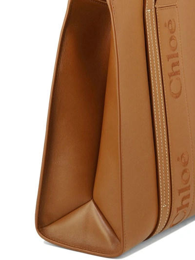 Shop Chloé "medium Woody" Tote Bag In Brown