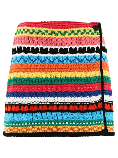 Shop Alanui "over The Horizon" Crochet Skirt In Yellow