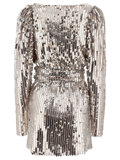 Shop Rotate Birger Christensen Rotate "sequin Wrap" Dress In Silver