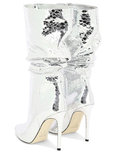 Paris Texas 105 Silver Python-effect Leather Knee-high Boots In Silver