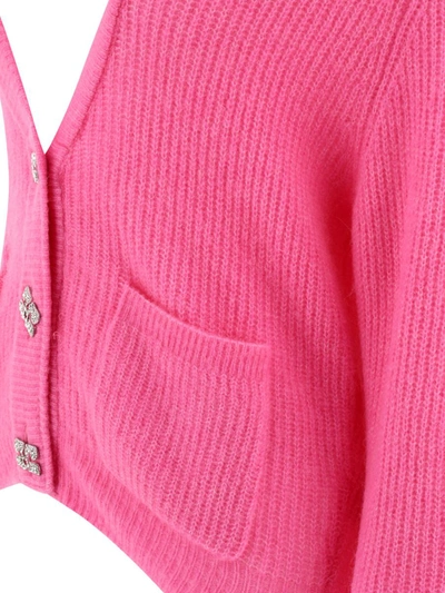 Shop Ganni "soft Wool" Cardigan In Pink