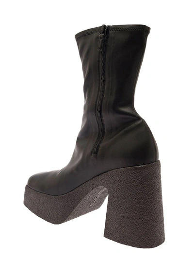 Shop Stella Mccartney 'skyla Sole Platform' Black Boots With Oversize Sole In Faux Leather Woman