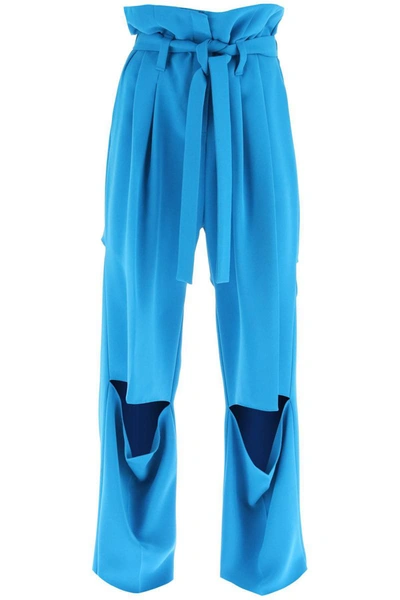 Shop A.w.a.k.e. Mode Wide-leg Pants With Cut Outs In Blue