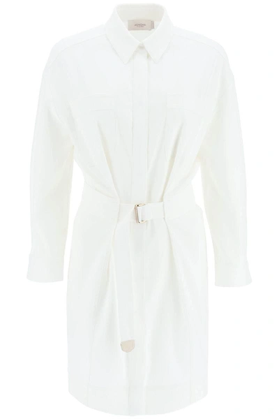 Shop Agnona Belted Twill Shirt Dress In White