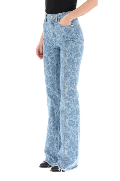 Shop Alessandra Rich Flower Print Flared Jeans In Blue