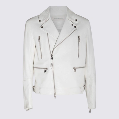 Shop Alexander Mcqueen White Leather Biker Jacket