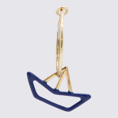 Shop Alíta Alita Blue And Giold Barquito Enamel Earring In Blue/gold