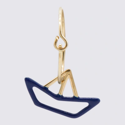 Shop Alíta Alita Blue And Giold Barquito Enamel Earring In Blue/gold