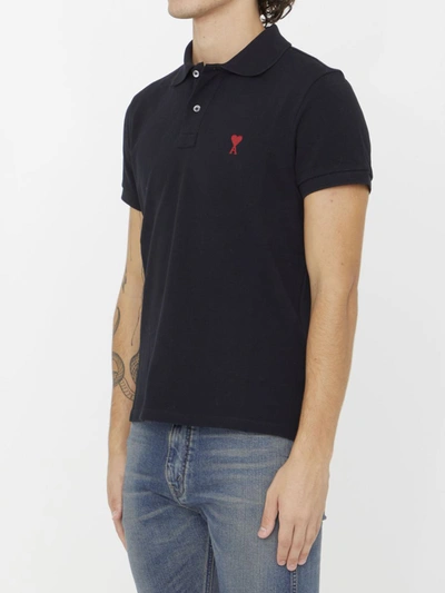 Shop Ami Alexandre Mattiussi Ami De Coeur Polo Shirt In Black