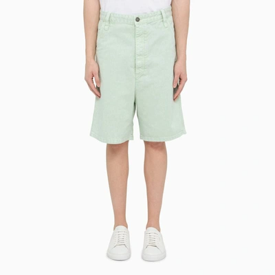 Shop Ami Alexandre Mattiussi Ami Paris Aqua Denim Bermuda Shorts In Green