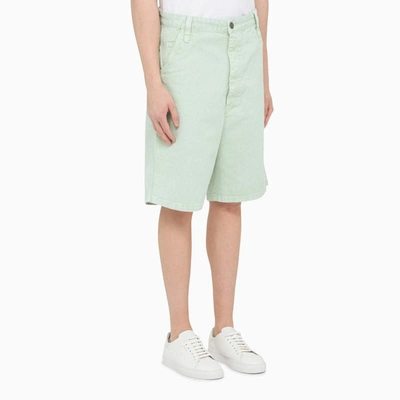 Shop Ami Alexandre Mattiussi Ami Paris Aqua Denim Bermuda Shorts In Green