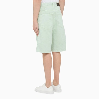 Shop Ami Alexandre Mattiussi Ami Paris Aqua Denim Bermuda Shorts In Green