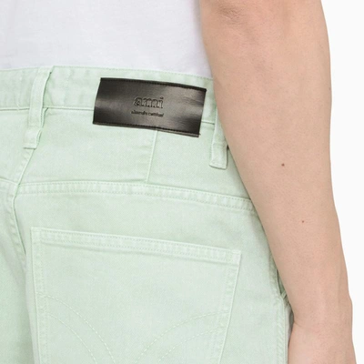 Shop Ami Alexandre Mattiussi Ami Paris Aqua Denim Bermuda Shorts In Green