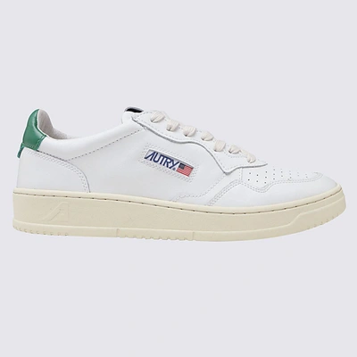 Shop Autry White And Green Leather Action Sneakers In Wht/green