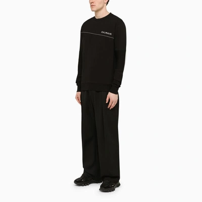Shop Balmain Crewneck Sweatshirt With Logo In Black