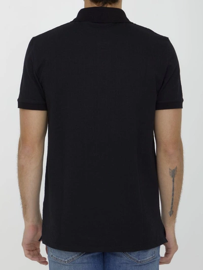 Shop Balmain Black Cotton Polo Shirt