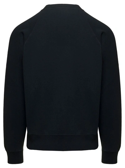Shop Tom Ford Black Crewneck Sweatshirt With Logo Patch In Cotton Man