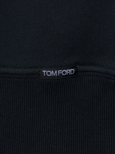 Shop Tom Ford Black Crewneck Sweatshirt With Logo Patch In Cotton Man