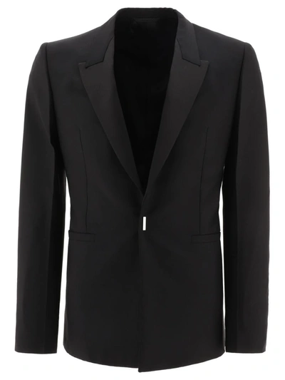 Shop Givenchy Blazer With Satin Collar In Black
