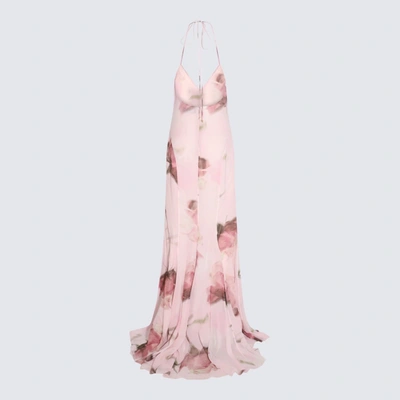 Shop Blumarine Blush Pink Silk Maxi Dress In Pink/mauve/orchid