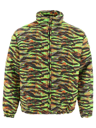 Shop Erl Camouflage Down Jacket In Green