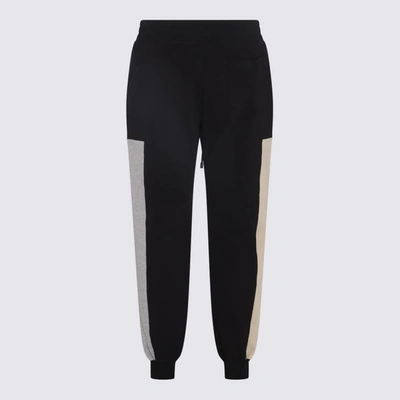 Shop Canali Black And Sand Cotton Track Pants In <p>black And Sand Cotton Track Pants From  Featuring Ribbed Hems, Elasticated Waistband,side P