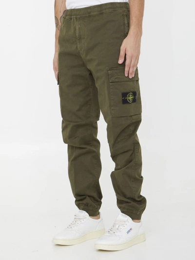 Shop Stone Island Cargo Trousers In Green