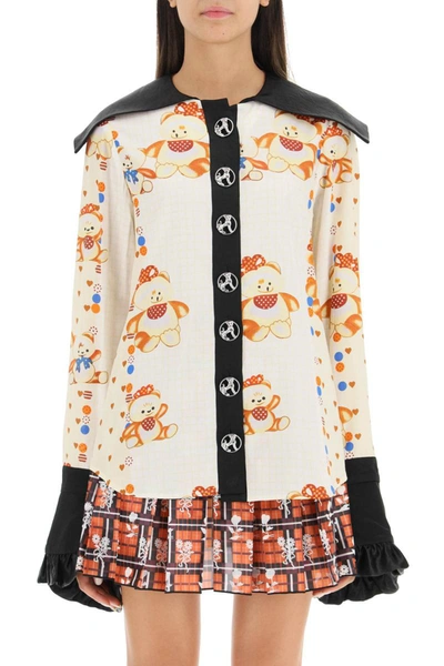 Shop Chopova Lowena Printed Shirt With Contrast Inserts In Multicolor