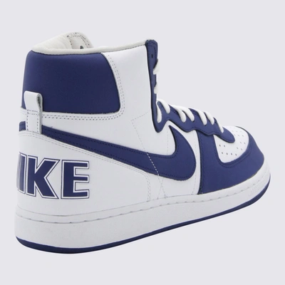 Shop Comme Des Garcons Homme Plus X Nike Comme Des Garçons Homme Plus X Nike White And Blue Leather Sneakers