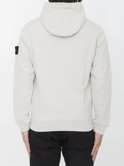 Shop Stone Island Compass Patch Cotton Hoodie In White