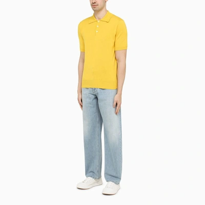 Shop Doppiaa Classic Knitted Polo Shirt In Yellow