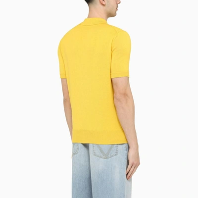 Shop Doppiaa Classic Knitted Polo Shirt In Yellow