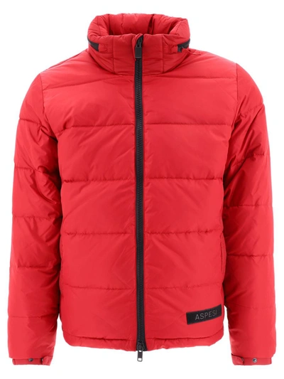 Shop Aspesi Down Jacket With Packable Hood In Red