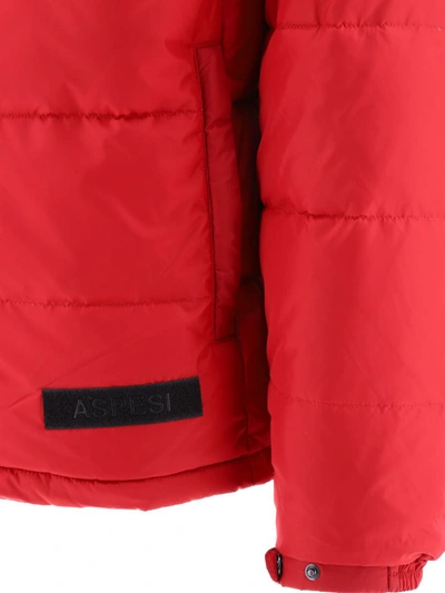 Shop Aspesi Down Jacket With Packable Hood In Red