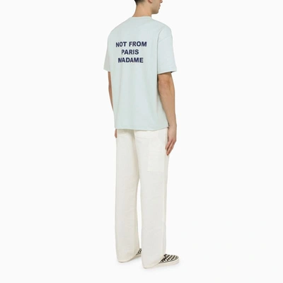 Shop Drôle De Monsieur T-shirt With Slogan In Light Blue