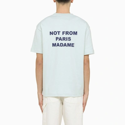 Shop Drôle De Monsieur T-shirt With Slogan In Light Blue