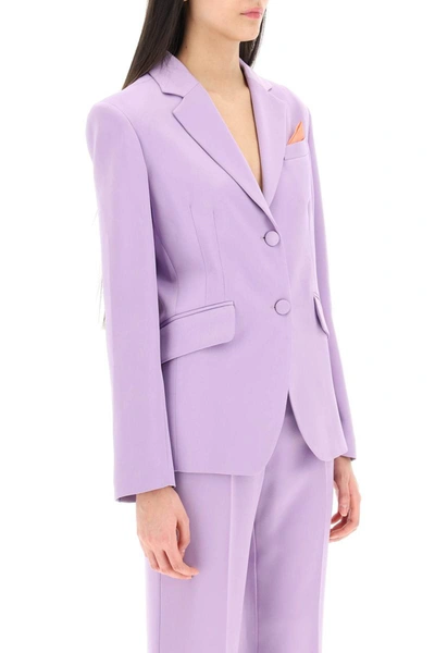 Shop Hebe Studio 'goldie' Satin Blazer In Purple