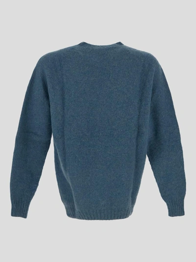 Shop Howlin' Crystal Crewneck Sweater In <p> Knit Sweater In Crystal Blue Wool With Crewneck And Long Sleeves