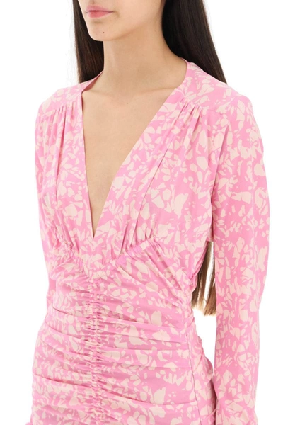 Shop Isabel Marant 'lara' Printed Silk Mini Dress In Pink